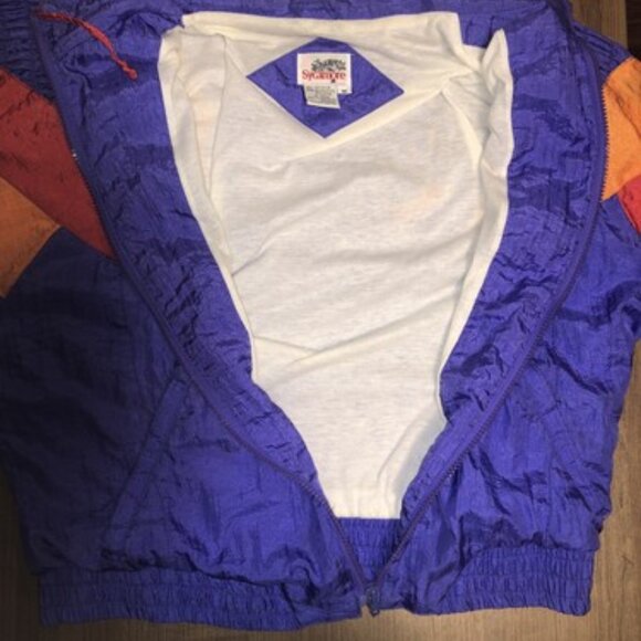 Vintage 90’s Purple Orange Red Windbreaker Jacket Women’s Medium Nylon - Picture 5 of 9